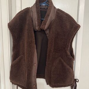 Brown Sherpa Side Tie Vest